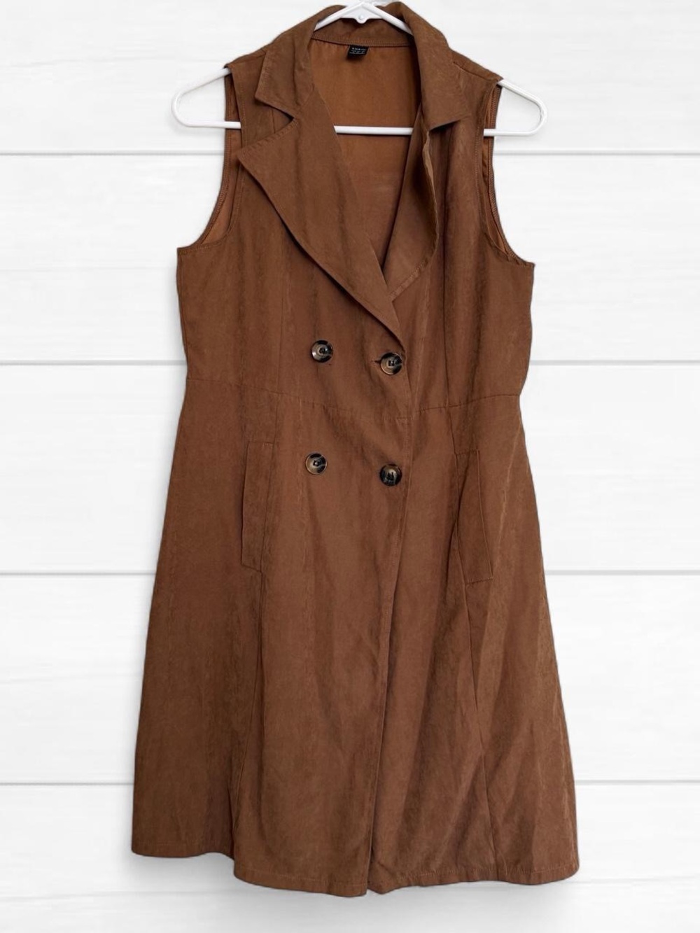 SHEIN Brown Sleeveless Double-Breasted Brown Vest Small